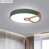 Macaron White/Pink/Blue - Wood Led Ceiling Light Fixture For Bedroom - Splicing Round Acrylic Flush