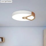Macaron White/Pink/Blue - Wood Led Ceiling Light Fixture For Bedroom - Splicing Round Acrylic Flush