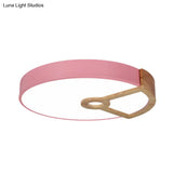 Macaron White/Pink/Blue - Wood Led Ceiling Light Fixture For Bedroom - Splicing Round Acrylic Flush