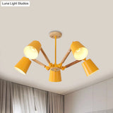 Macaron Wood Ceiling Light: Stylish Bedroom Chandelier For Girls With Adjustable Arm