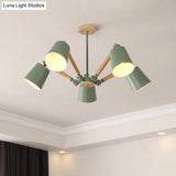 Macaron Wood Ceiling Light: Stylish Bedroom Chandelier For Girls With Adjustable Arm