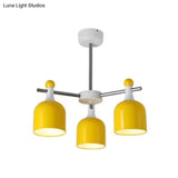 Macaron Yellow Cup Shade Chandelier: Unique Hanging Light For Living Room Or Kindergarten