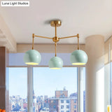 Macron Metal Dome Pendant Light Blue Chandelier For Bedroom - 3/6/8 Lights