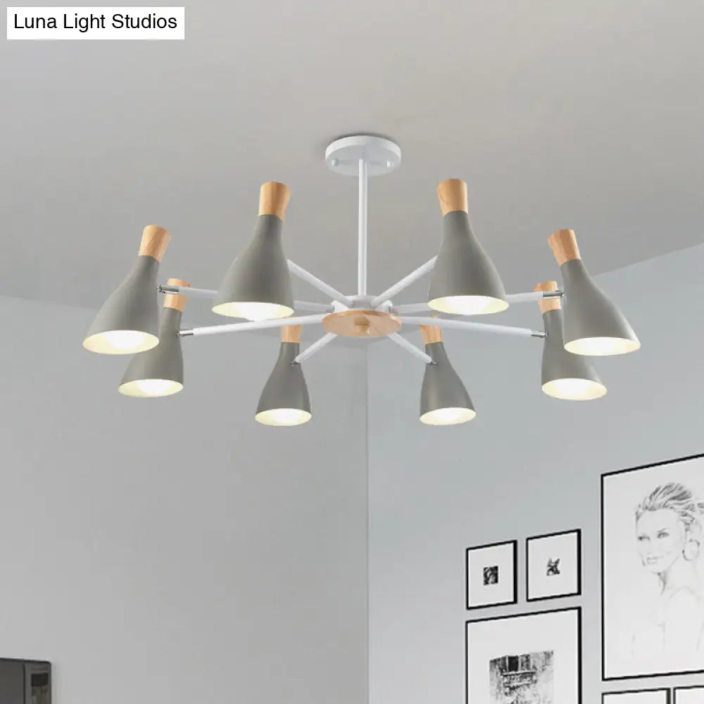Macron Modern Metal Chandelier - Undertint Suspension Light 8 Bulbs Perfect For Hotel Spaces