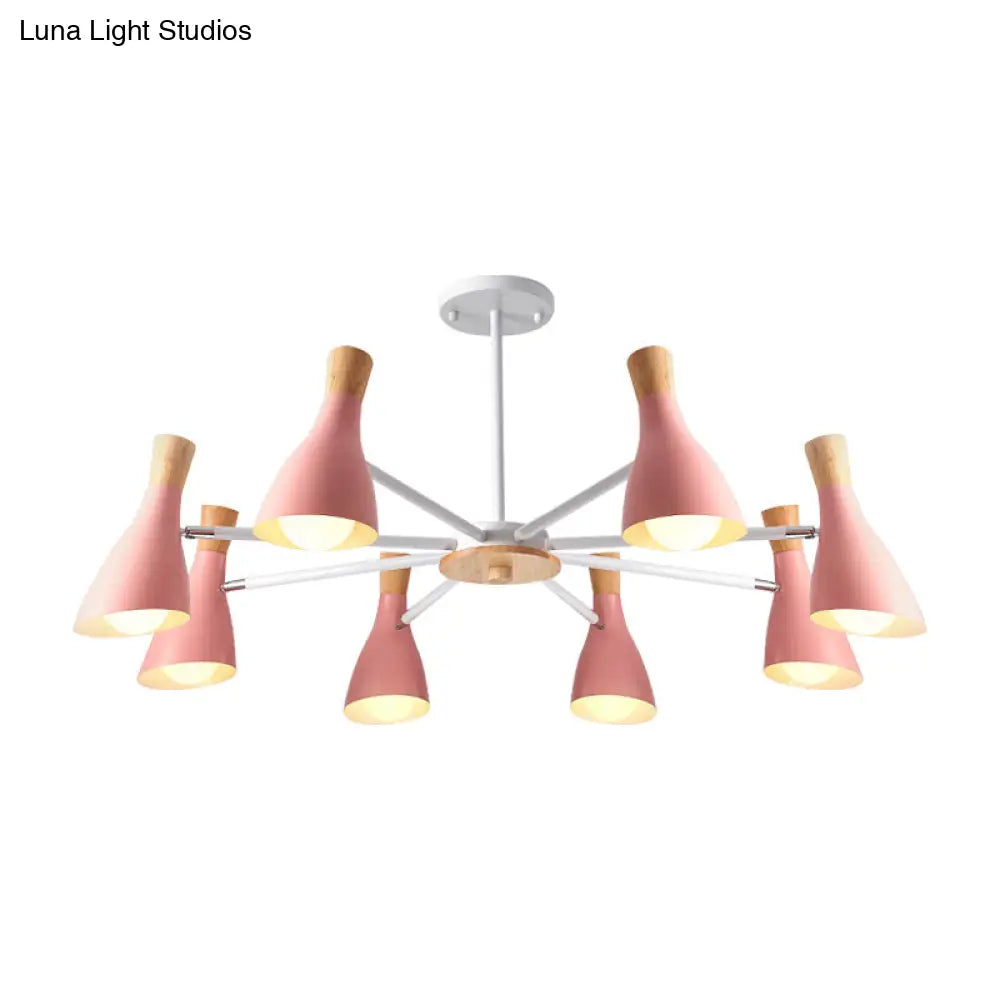 Macron Modern Metal Chandelier - Undertint Suspension Light 8 Bulbs Perfect For Hotel Spaces
