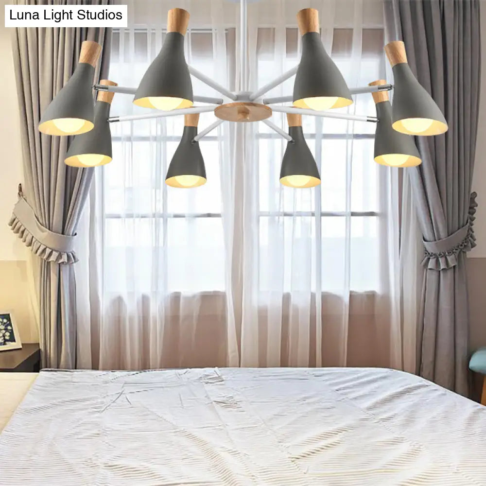Macron Modern Metal Chandelier - Undertint Suspension Light 8 Bulbs Perfect For Hotel Spaces