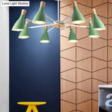 Macron Modern Metal Chandelier - Undertint Suspension Light 8 Bulbs Perfect For Hotel Spaces