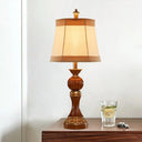 Madison - Vintage Resin Desk Light: Brown Baluster Base Lamp With Fabric Shade