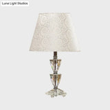 Mara - Modern Clear Crystal Globe/Triangle-Like Desk Light 1 Bulb Nightstand Lamp In White/Silver