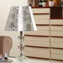 Mara - Modern Clear Crystal Globe/Triangle-Like Desk Light 1 Bulb Nightstand Lamp In White/Silver