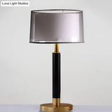 Maria - Double Drum Shade Night Light Modern Fabric 6-Bulb Living Room Table Lamp In Black