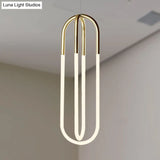 Maria - Oval Acrylic Drop Pendant Gold Hanging Ceiling Light