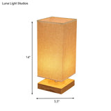 Maria - Rectangular Fabric Table Lamp Beige With Wood Pedestal