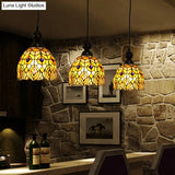 Mediteranean Dragonfly Cut Glass Pendant Lamp In Black/Red/Yellow - Perfect For Corridors