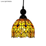 Mediteranean Dragonfly Cut Glass Pendant Lamp In Black/Red/Yellow - Perfect For Corridors