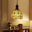 Mediteranean Dragonfly Cut Glass Pendant Lamp In Black/Red/Yellow - Perfect For Corridors Yellow