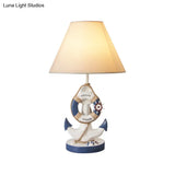 Mediterranean Anchor Resin Nightstand Lamp - Light/Dark Blue 1-Bulb Fabric Shade