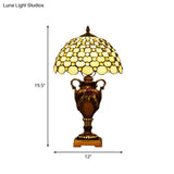 Mediterranean Beige Glass Bronze Desk Light With Vase Base - Ideal For Bedroom