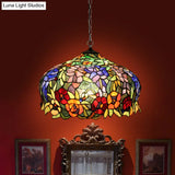 Mediterranean Blossom Orange Stained Glass Chandelier With 2 Lights For Dining Room Ceiling