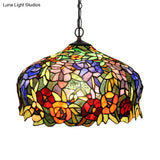 Mediterranean Blossom Orange Stained Glass Chandelier With 2 Lights For Dining Room Ceiling
