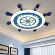 Mediterranean Blue Led Flush Ceiling Light With Rudder Acrylic Shade - 21.5’/25.5’ Nursery
