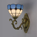 Mediterranean Bowl Wall Sconce - Stained Glass/Metal 1 Light Clear/White White