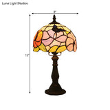 Mediterranean Bronze Hand-Cut Glass Bedside Lamp With Petal Pattern