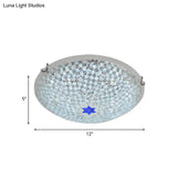 Mediterranean Clear Crackle Glass Flushmount Lighting Checkered Basket Design 2/3 - Head