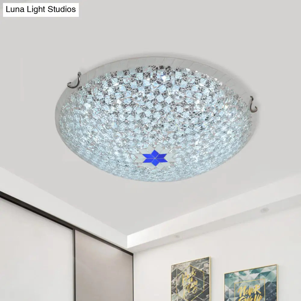 Mediterranean Clear Crackle Glass Flushmount Lighting Checkered Basket Design 2/3 - Head