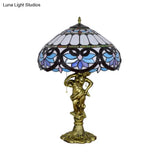 Mediterranean Cone/Dome Pull Chain Night Light With Stunning Glass Table Lighting