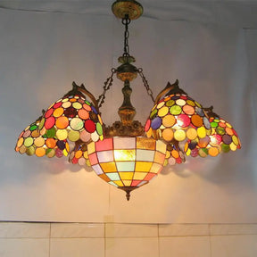 Mediterranean Cut Glass Chandelier With 7 Lights For Living Room Ceiling Multi-Color / Bell
