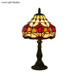 Mediterranean Dark Coffee Hand Cut Glass Tulip Nightstand Lamp