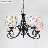 Mediterranean Dome Shell Chandelier Light - Beige Hanging Lamp Kit For Bedroom (5/6/8 Lights)