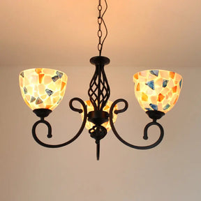 Mediterranean Dome Shell Chandelier Light - Beige Hanging Lamp Kit For Bedroom (5/6/8 Lights) 3 /