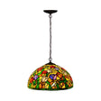 Mediterranean Dragonfly Chandelier with Cut Glass Pendant Lights - Red/Green/Purple Purple