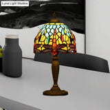 Mediterranean Dragonfly Patterned Desk Night Lamp - Colorful Cut Glass 1-Light Ideal For Coffee