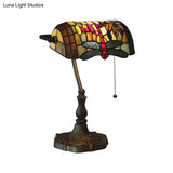 Mediterranean Dragonfly Stained Glass Nightstand Table Light In Bronze For Bedroom