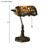 Mediterranean Dragonfly Stained Glass Nightstand Table Light In Bronze For Bedroom