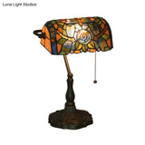 Mediterranean Dragonfly Stained Glass Nightstand Table Light In Bronze For Bedroom