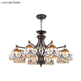 Mediterranean Glass Chandelier with Domed Shades - 3/5/8 Lights