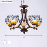Mediterranean Glass Chandelier with Domed Shades - 3/5/8 Lights
