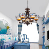 Mediterranean Glass Chandelier with Domed Shades - 3/5/8 Lights 6 / Clear