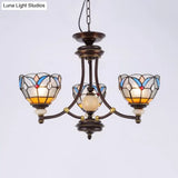 Mediterranean Glass Chandelier with Domed Shades - 3/5/8 Lights
