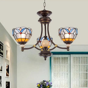 Mediterranean Glass Chandelier with Domed Shades - 3/5/8 Lights 3 / Clear