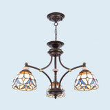Mediterranean Glass Chandelier with Domed Shades - 3/5/8 Lights 3 / White