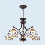 Mediterranean Glass Chandelier with Domed Shades - 3/5/8 Lights 5 / White