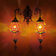 Mediterranean Stained Glass Wall Lighting With 2 Heads - Bar Mount Lamp In Red/Orange/Green Orange