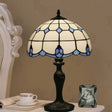 Mediterranean White Glass Lattice Bowl Night Light With Bronze Grid Pattern 1-Light Desk Lighting