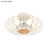 Melon Cage Metal Ceiling Light For Restaurant Stairway - Contemporary Flush Mount Design