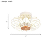 Melon Cage Metal Ceiling Light For Restaurant Stairway - Contemporary Flush Mount Design
